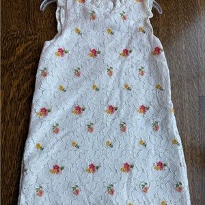 Janie and Jack White Dress with Pink and Yellow Floral Embroidery